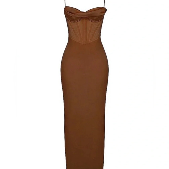 House of CB Brown Charmaine Maxi Dress Long - Picture 4 of 4